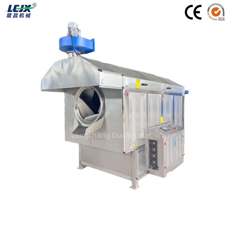 Automatic Stainless Steel Continuous Drum Spice Roasting Machine with Adjustable Speed
