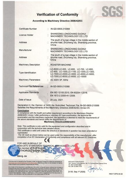 China Shandong Longchang Duohui Machinery Technology Co.,Ltd certification